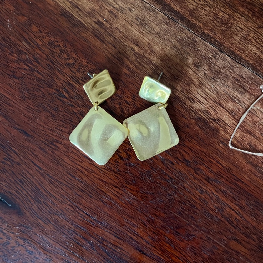 Madewell Gold Geometric Earrings set of 2 - Picture 2 of 2